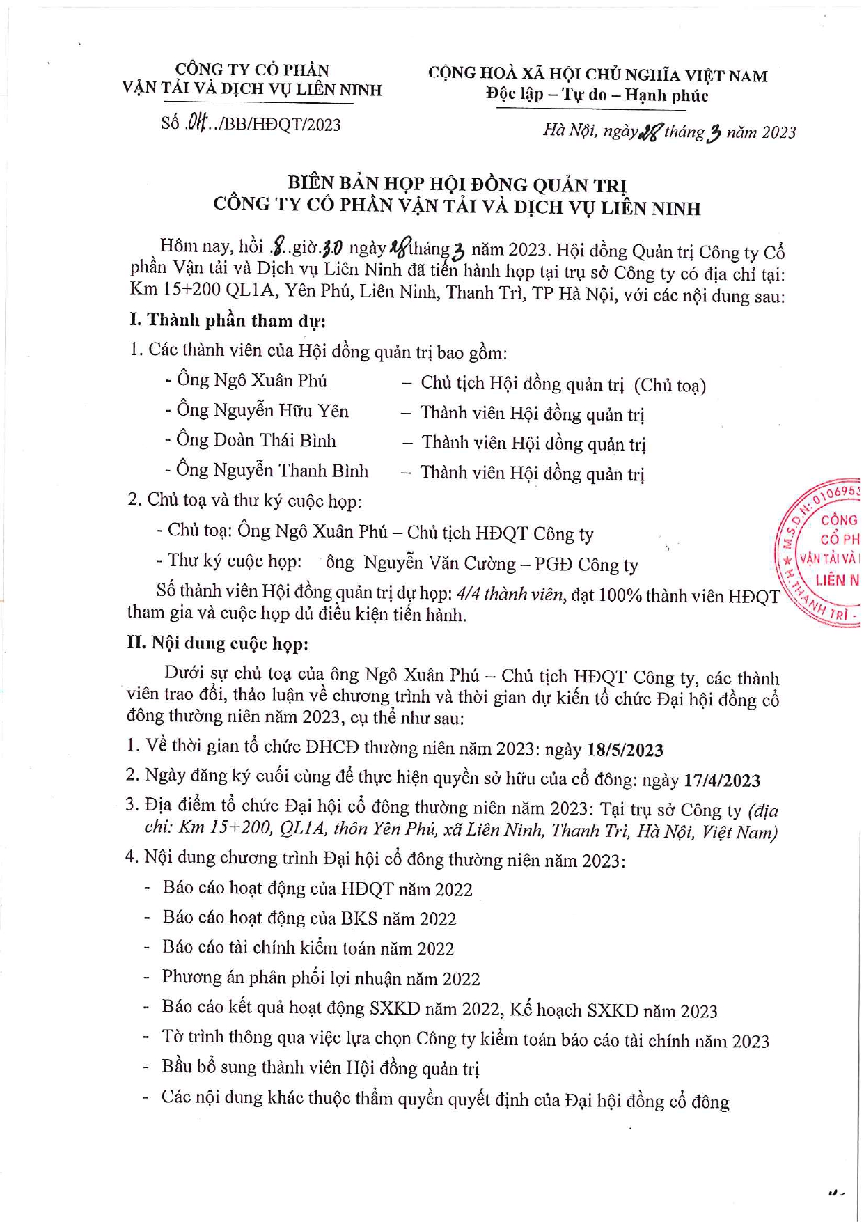 Hội đồng quản trị thảo luận