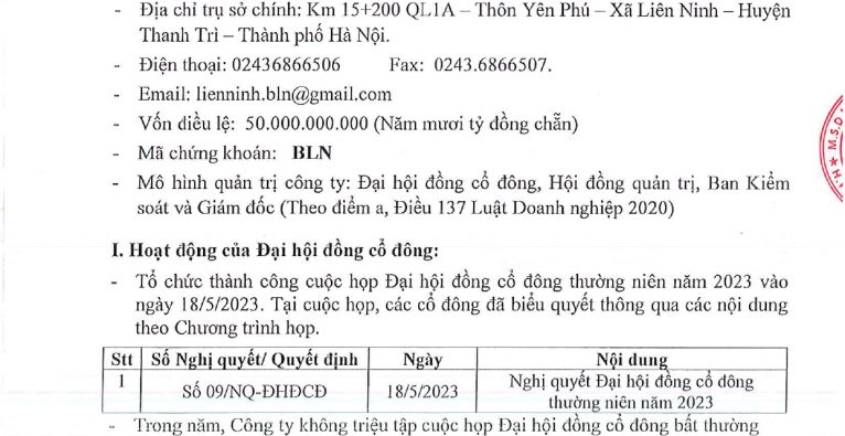 BÁO CÁO TÌNH HÌNH QUẢN TRỊ CÔNG TY NĂM 2023
